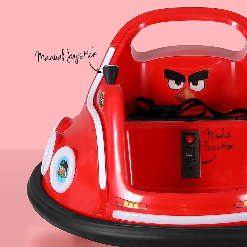 Kids Ride On Car Bumper Electric Toys Cars Light Remote Angry Birds Stickers Red - Cosy Abode