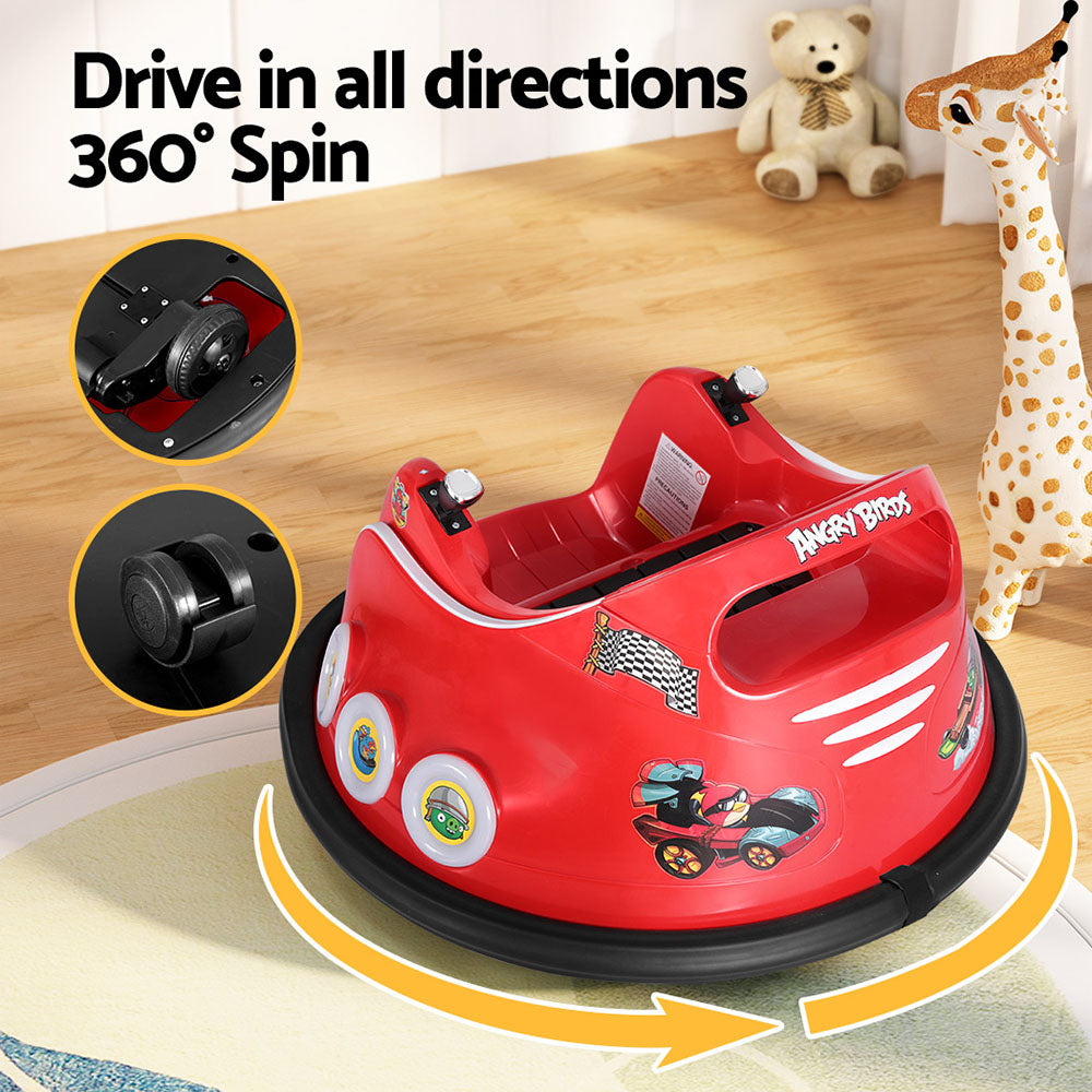 Kids Ride On Car Bumper Electric Toys Cars Light Remote Angry Birds Stickers Red - Cosy Abode