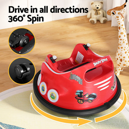 Kids Ride On Car Bumper Electric Toys Cars Light Remote Angry Birds Stickers Red - Cosy Abode