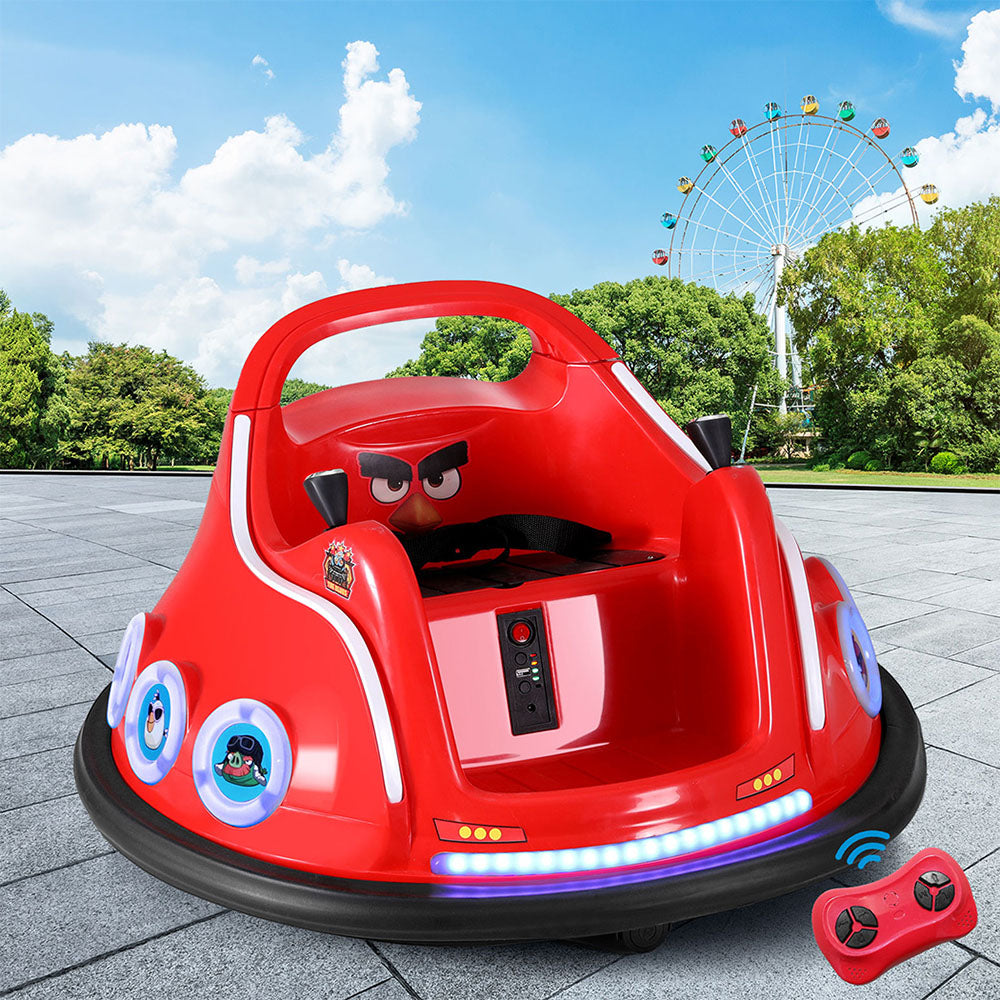 Kids Ride On Car Bumper Electric Toys Cars Light Remote Angry Birds Stickers Red - Cosy Abode