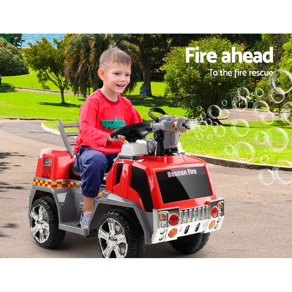 Rigo Kids Electric Ride On Car Fire Engine Fighting Truck Toy Cars 6V Red - Cosy Abode