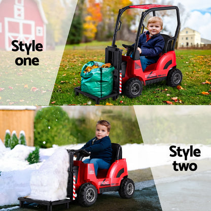 Rigo Kids Electric Ride On Car Forklift Loader Toys Cars Horn Remote 12V Red - Cosy Abode