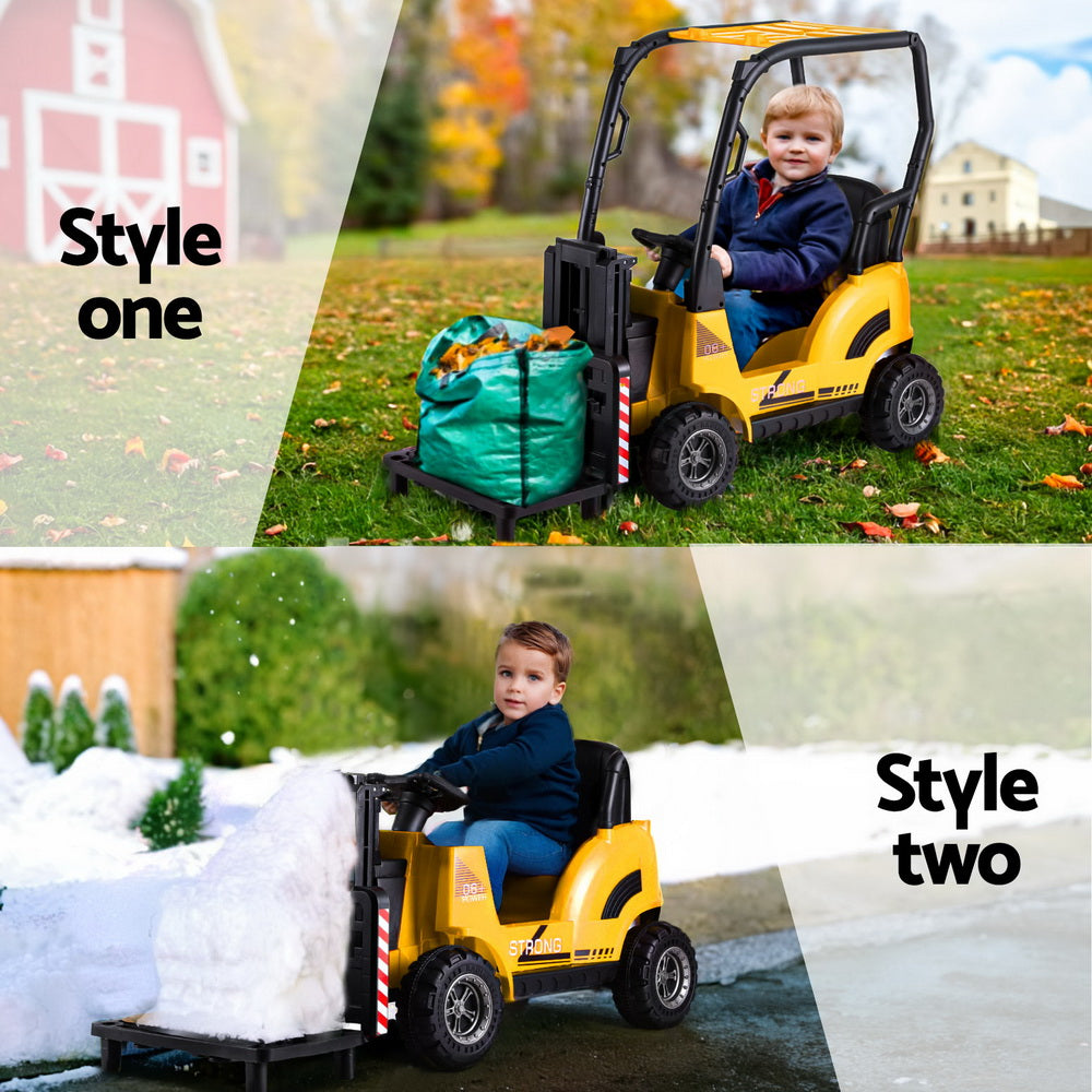Rigo Kids Electric Ride On Car Forklift Loader Toys Cars Horn Remote 12V Yellow - Cosy Abode
