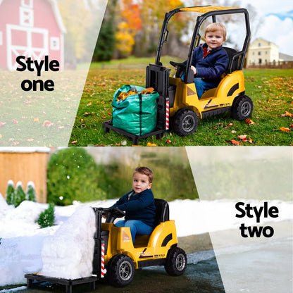 Rigo Kids Electric Ride On Car Forklift Loader Toys Cars Horn Remote 12V Yellow - Cosy Abode