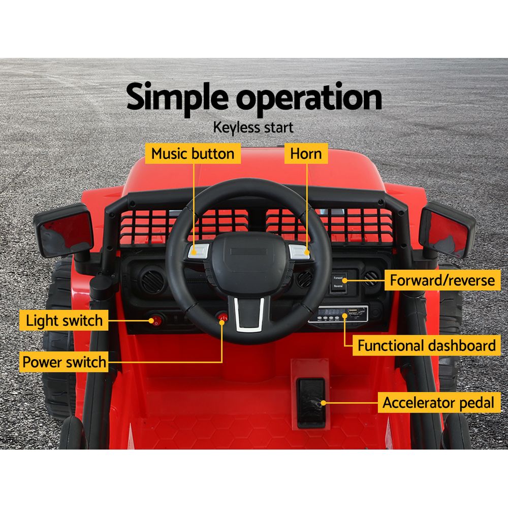 Rigo Kids Electric Ride On Car Jeep Toy Cars Remote 12V Red - Cosy Abode