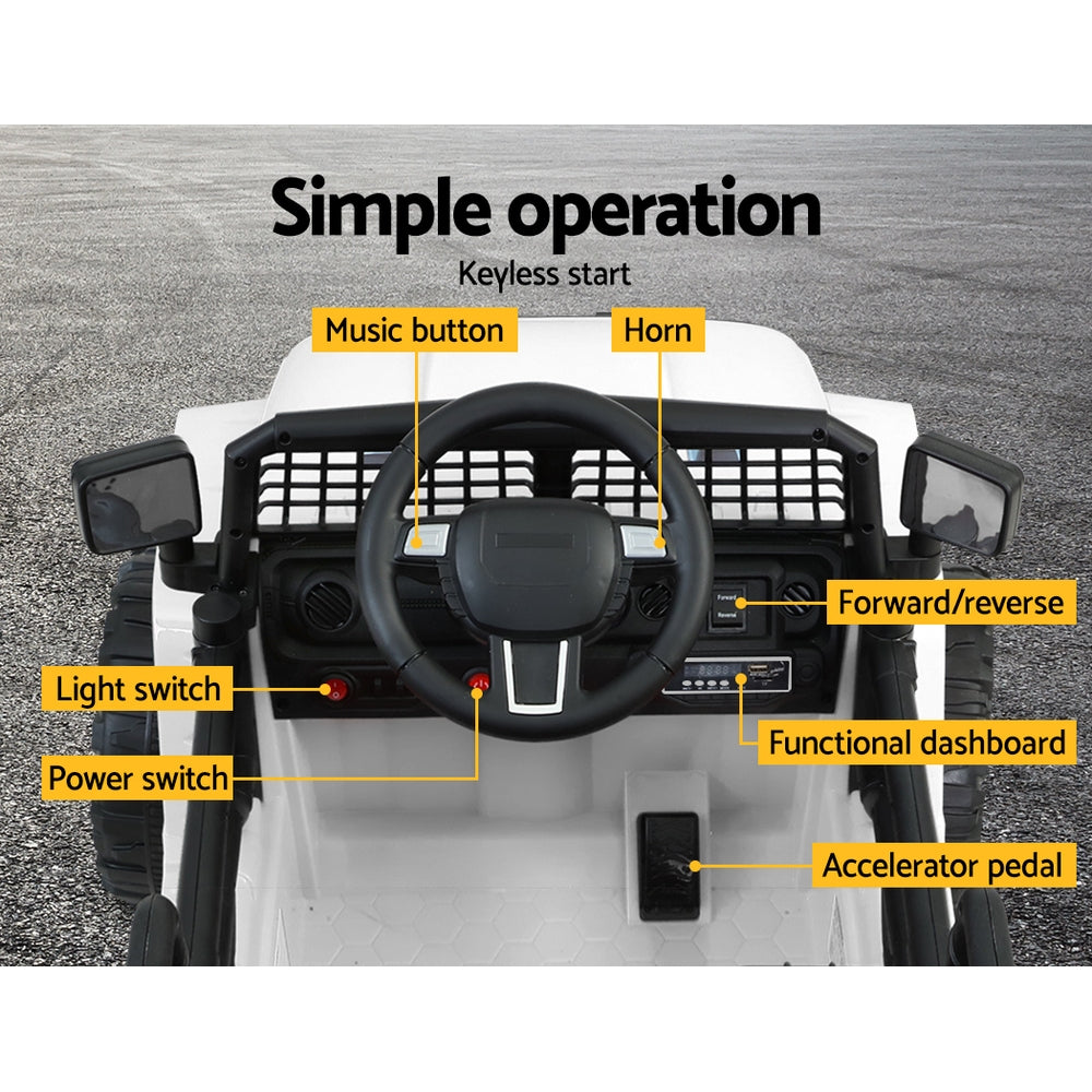 Rigo Kids Electric Ride On Car Jeep Toy Cars Remote 12V White - Cosy Abode