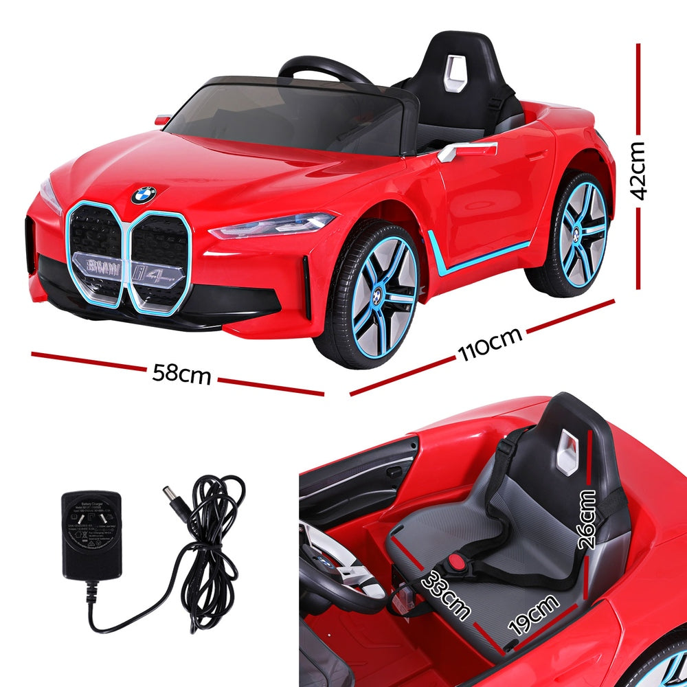 Kids Ride On Car BMW Licensed I4 Sports Remote Control Electric Toys 12V Red - Cosy Abode