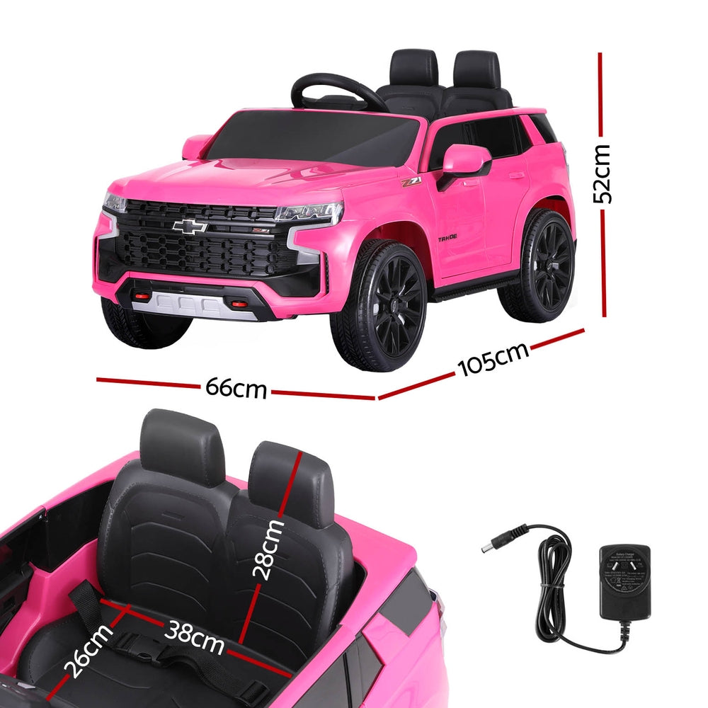 Kids Ride On Car Licensed Chevrolet Tahoe Electric Toys Horn Remote 12V Pink - Cosy Abode