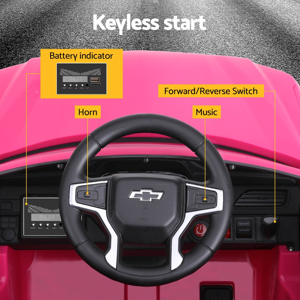 Kids Ride On Car Licensed Chevrolet Tahoe Electric Toys Horn Remote 12V Pink - Cosy Abode