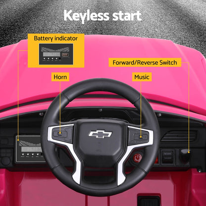 Kids Ride On Car Licensed Chevrolet Tahoe Electric Toys Horn Remote 12V Pink - Cosy Abode