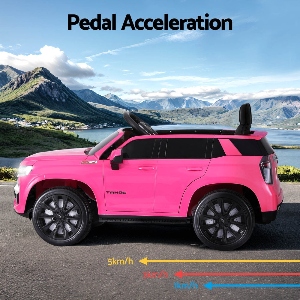 Kids Ride On Car Licensed Chevrolet Tahoe Electric Toys Horn Remote 12V Pink - Cosy Abode