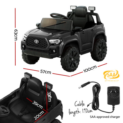 Kids Electric Ride On Car Toyota Tacoma Off Road Jeep Toy Cars Remote 12V Black - Cosy Abode