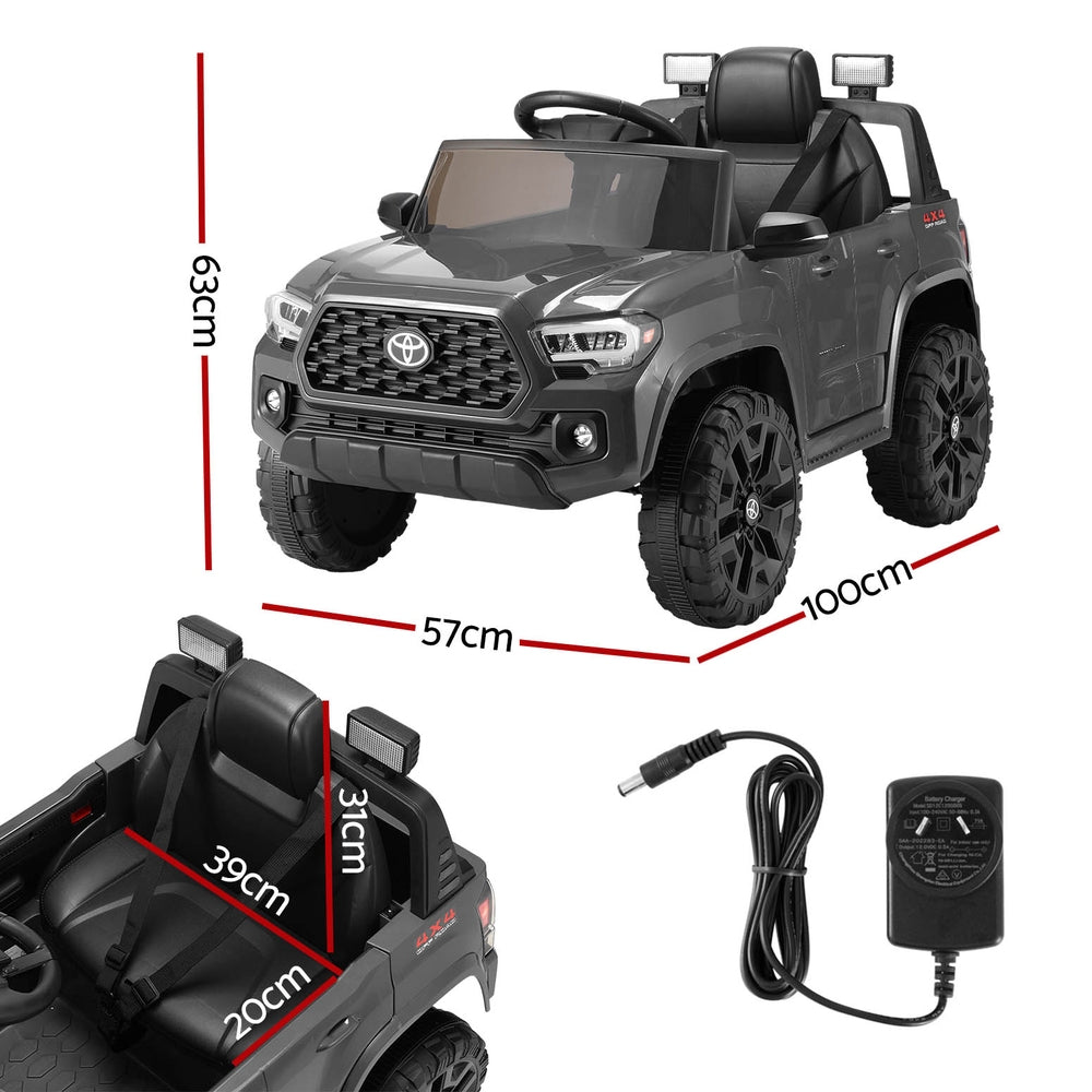 Kids Electric Ride On Car Toyota Tacoma Off Road Jeep Toy Cars Remote 12V Grey - Cosy Abode