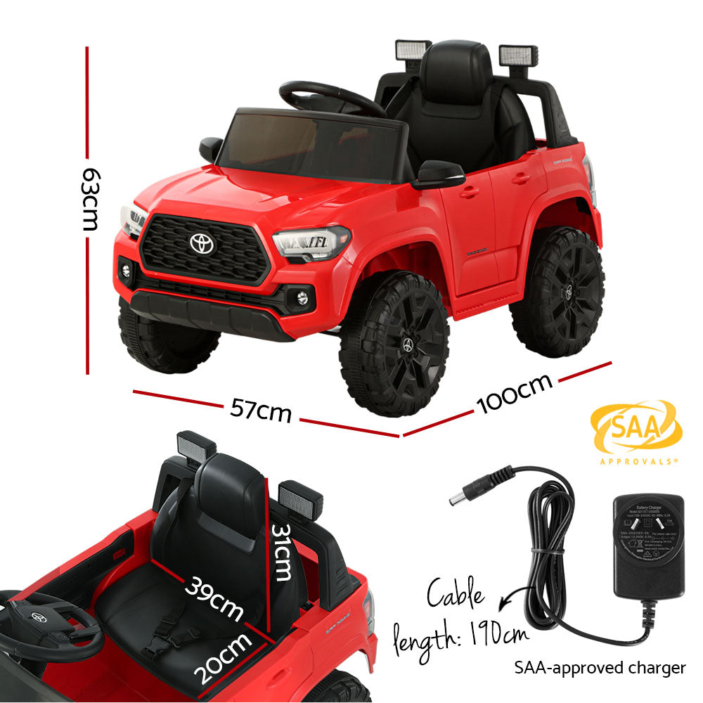 Kids Electric Ride On Car Toyota Tacoma Off Road Jeep Toy Cars Remote 12V Red - Cosy Abode