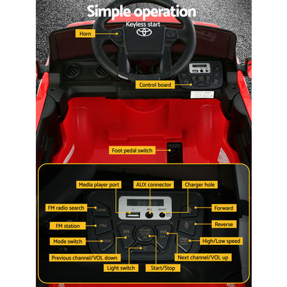 Kids Electric Ride On Car Toyota Tacoma Off Road Jeep Toy Cars Remote 12V Red - Cosy Abode