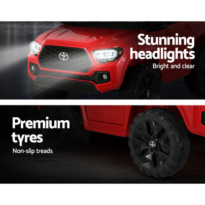 Kids Electric Ride On Car Toyota Tacoma Off Road Jeep Toy Cars Remote 12V Red - Cosy Abode