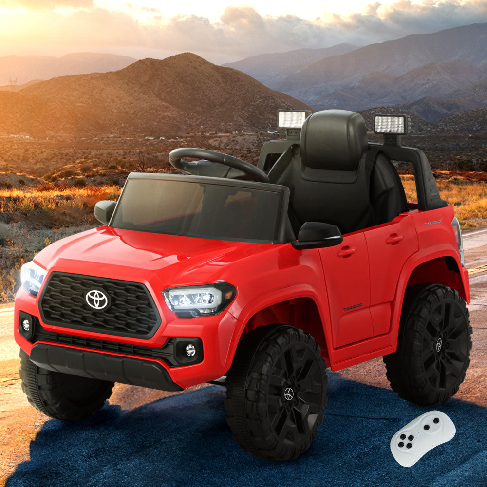 Kids Electric Ride On Car Toyota Tacoma Off Road Jeep Toy Cars Remote 12V Red - Cosy Abode