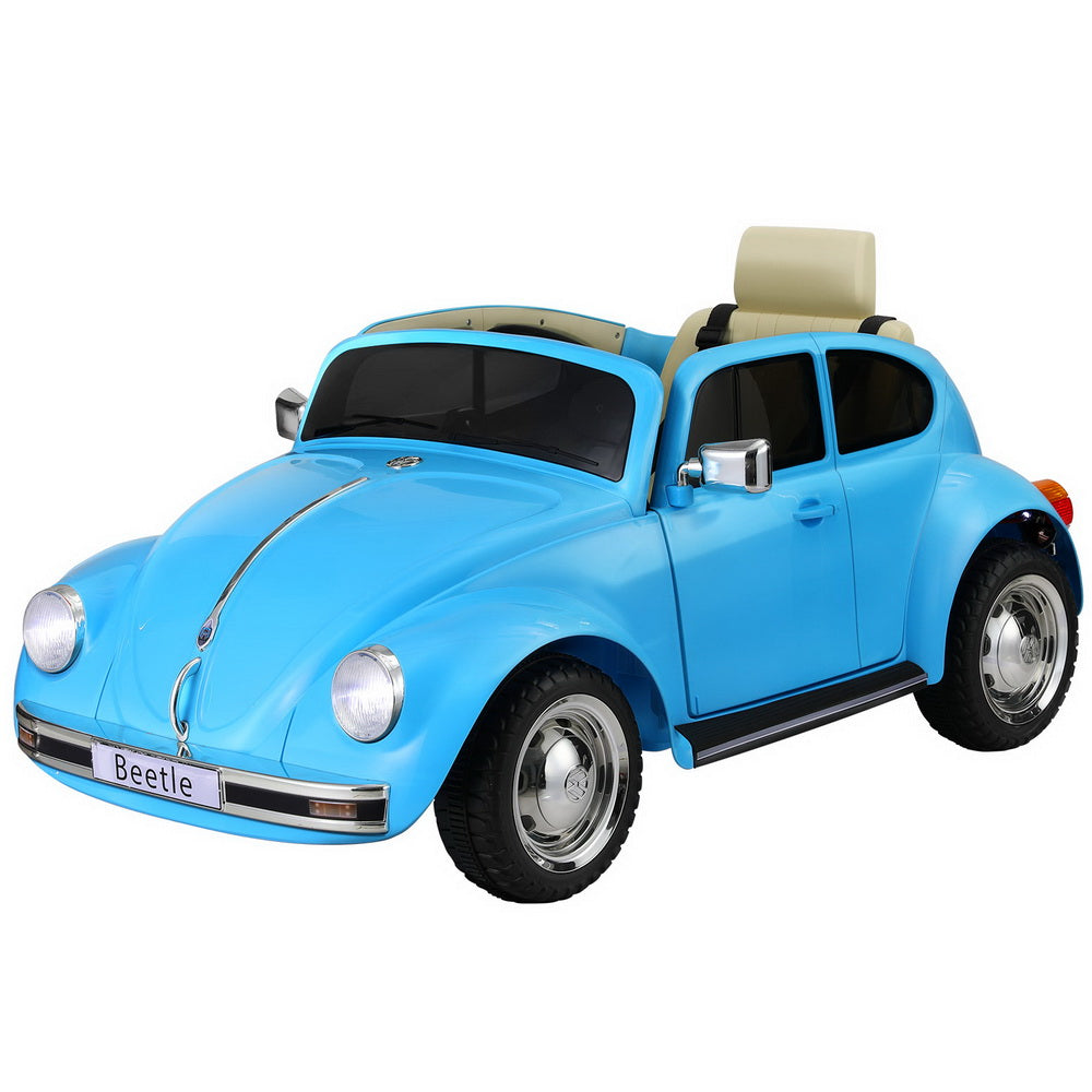 Kids Ride On Car Licensed Volkswagen Beetle Electric Toys Horn Remote 6V Blue - Cosy Abode