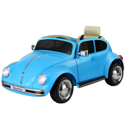 Kids Ride On Car Licensed Volkswagen Beetle Electric Toys Horn Remote 6V Blue - Cosy Abode