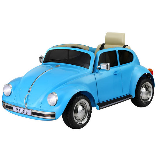 Kids Ride On Car Licensed Volkswagen Beetle Electric Toys Horn Remote 6V Blue - Cosy Abode