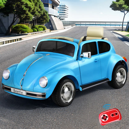 Kids Ride On Car Licensed Volkswagen Beetle Electric Toys Horn Remote 6V Blue - Cosy Abode