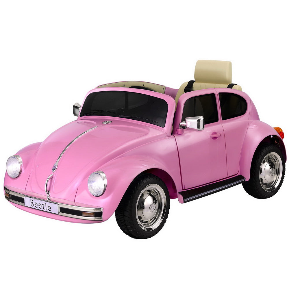 Kids Ride On Car Licensed Volkswagen Beetle Electric Toys Horn Remote 6V Pink - Cosy Abode