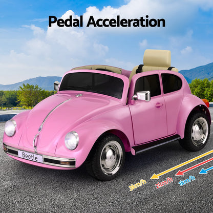 Kids Ride On Car Licensed Volkswagen Beetle Electric Toys Horn Remote 6V Pink - Cosy Abode