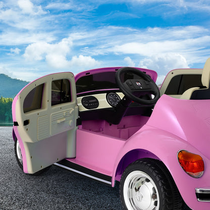 Kids Ride On Car Licensed Volkswagen Beetle Electric Toys Horn Remote 6V Pink - Cosy Abode