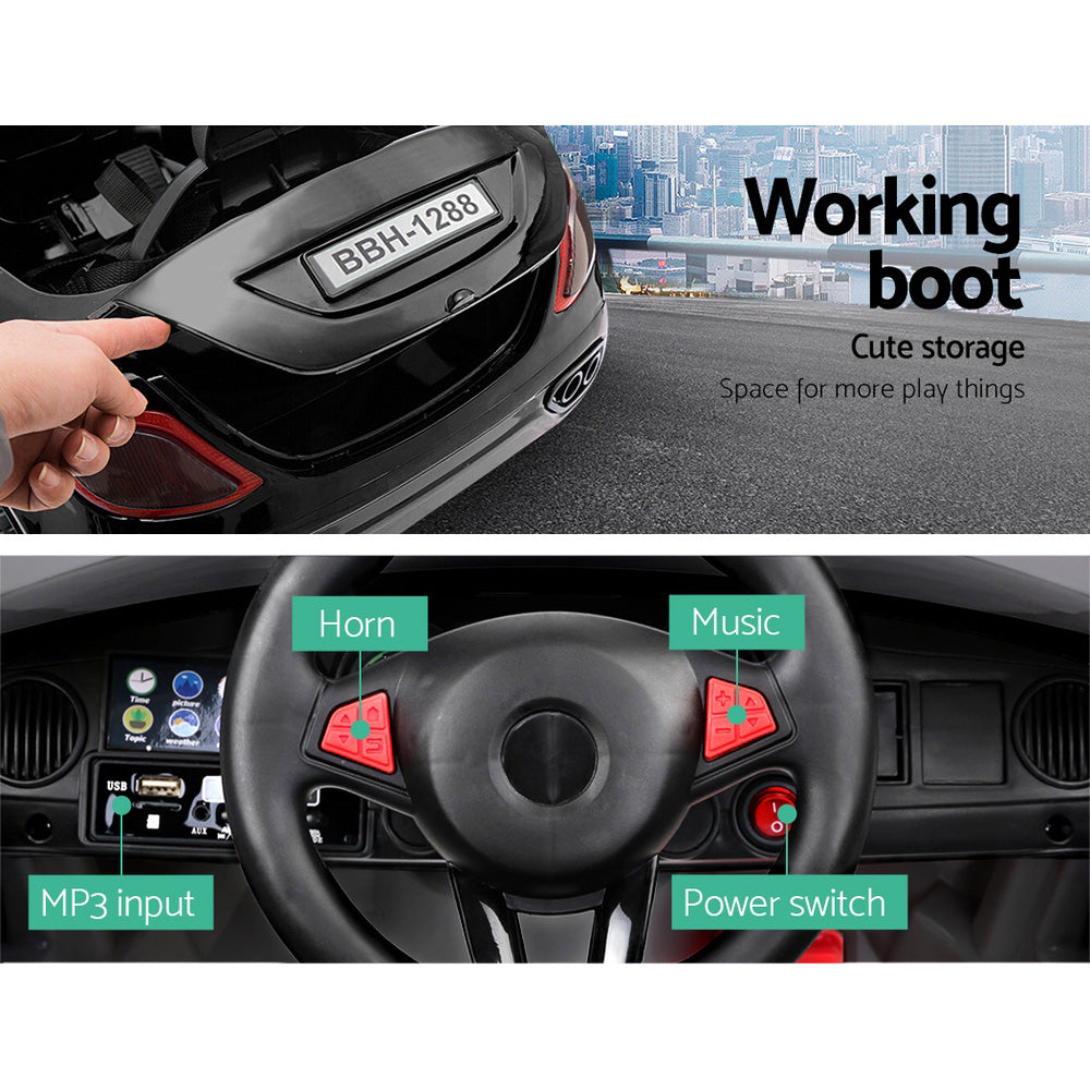 Rigo Kids Electric Ride On Car Toys Cars Horn Music Remote Control 12V Black - Cosy Abode