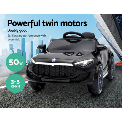 Rigo Kids Electric Ride On Car Toys Cars Horn Music Remote Control 12V Black - Cosy Abode