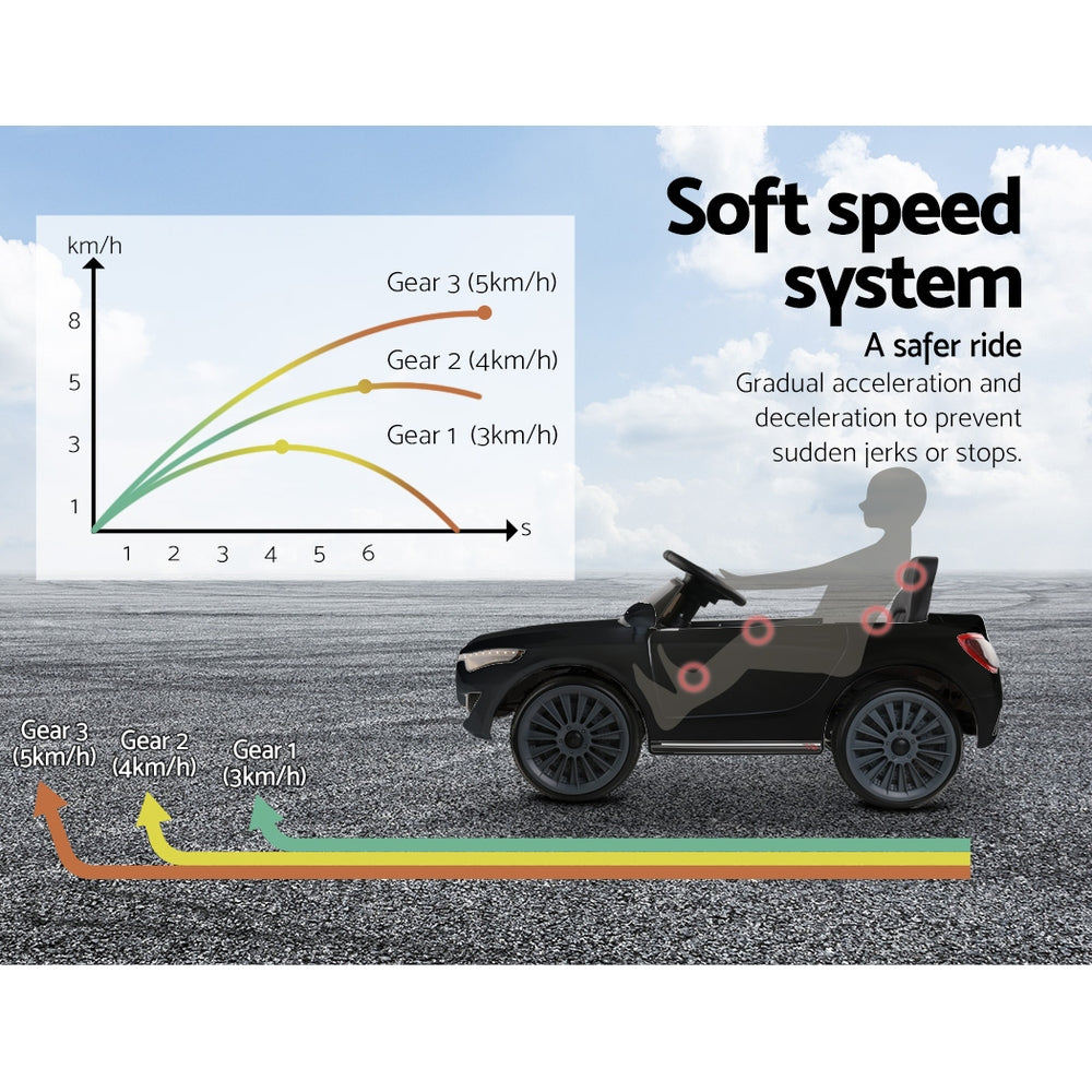 Rigo Kids Electric Ride On Car Toys Cars Horn Music Remote Control 12V Black - Cosy Abode