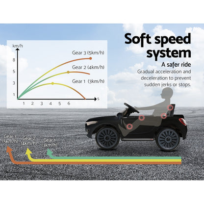 Rigo Kids Electric Ride On Car Toys Cars Horn Music Remote Control 12V Black - Cosy Abode