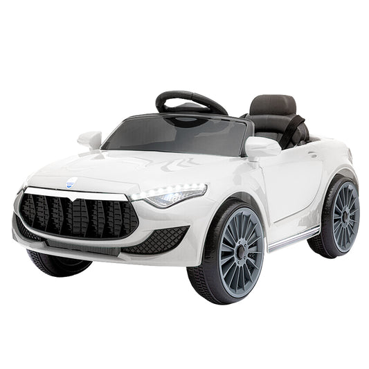 Rigo Kids Electric Ride On Car Cars Music Headlight Remote Control 12V White - Cosy Abode