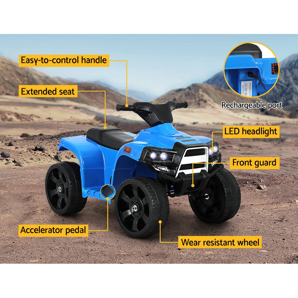 Rigo Kids Ride On ATV Quad Motorbike Car 4 Wheeler Electric Toys Battery Blue - Cosy Abode