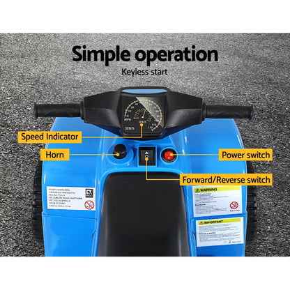 Rigo Kids Ride On ATV Quad Motorbike Car 4 Wheeler Electric Toys Battery Blue - Cosy Abode