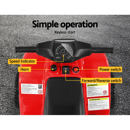 Rigo Kids Ride On ATV Quad Motorbike Car 4 Wheeler Electric Toys Battery Red - Cosy Abode