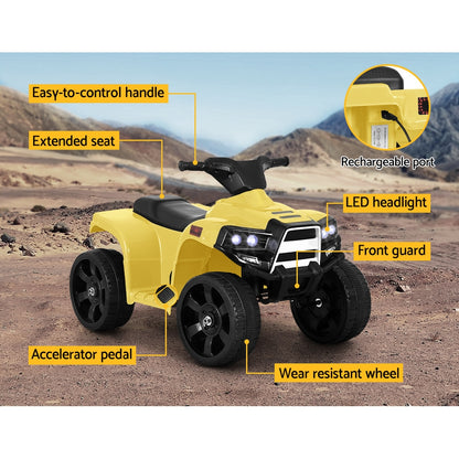Rigo Kids Ride On ATV Quad Motorbike Car 4 Wheeler Electric Toys Battery Yellow - Cosy Abode