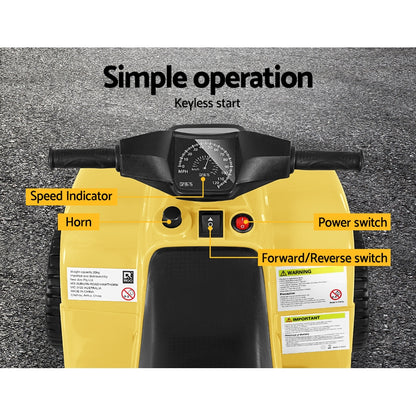 Rigo Kids Ride On ATV Quad Motorbike Car 4 Wheeler Electric Toys Battery Yellow - Cosy Abode