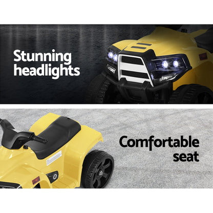 Rigo Kids Ride On ATV Quad Motorbike Car 4 Wheeler Electric Toys Battery Yellow - Cosy Abode