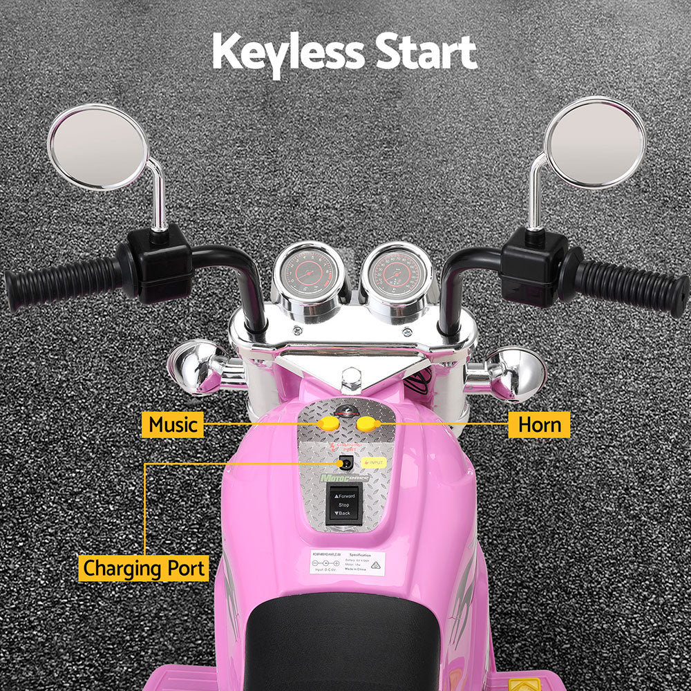 Rigo Kids Electric Ride On Motorcycle with Horn & Music 6V - Pink - Cosy Abode