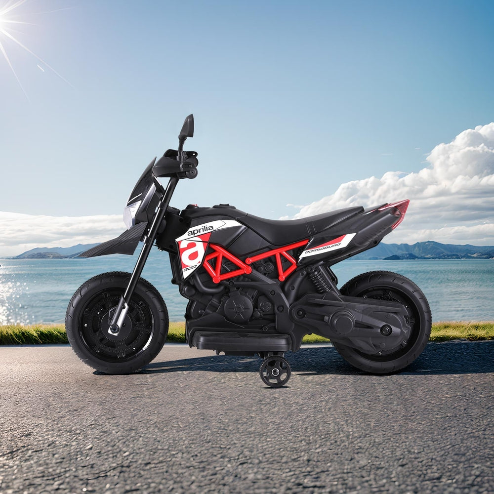 Kids Electric Ride On Motorcycle Aprilia Licensed Dorsoduro 900 - Cosy Abode