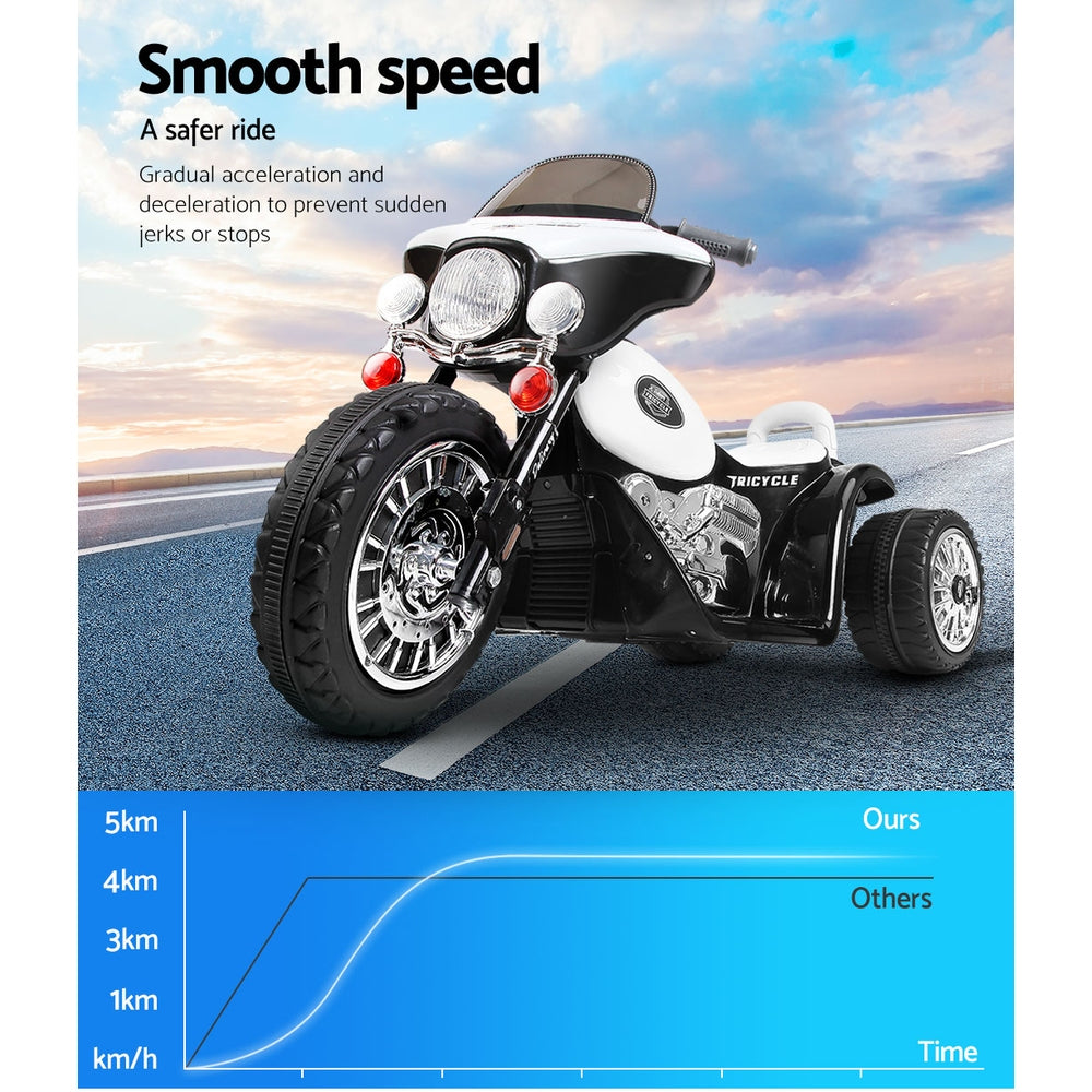 Rigo Kids Electric Ride On Police Road Patrol Motorcycle Harley-Inspired 6V Black - Cosy Abode