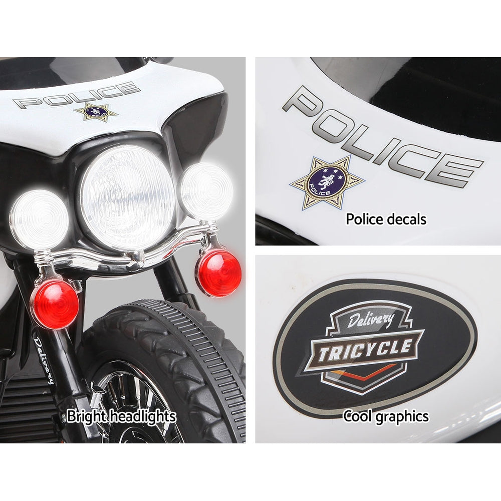 Rigo Kids Electric Ride On Police Road Patrol Motorcycle Harley-Inspired 6V Black - Cosy Abode