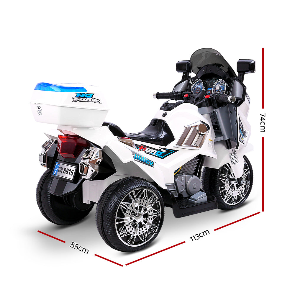 Rigo Kids Electric Ride On Police Road Patrol Motorcycle BMW-Inspired S1K 6V Battery White - Cosy Abode