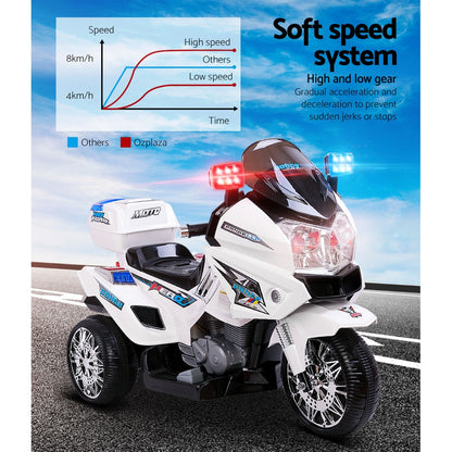 Rigo Kids Electric Ride On Police Road Patrol Motorcycle BMW-Inspired S1K 6V Battery White - Cosy Abode