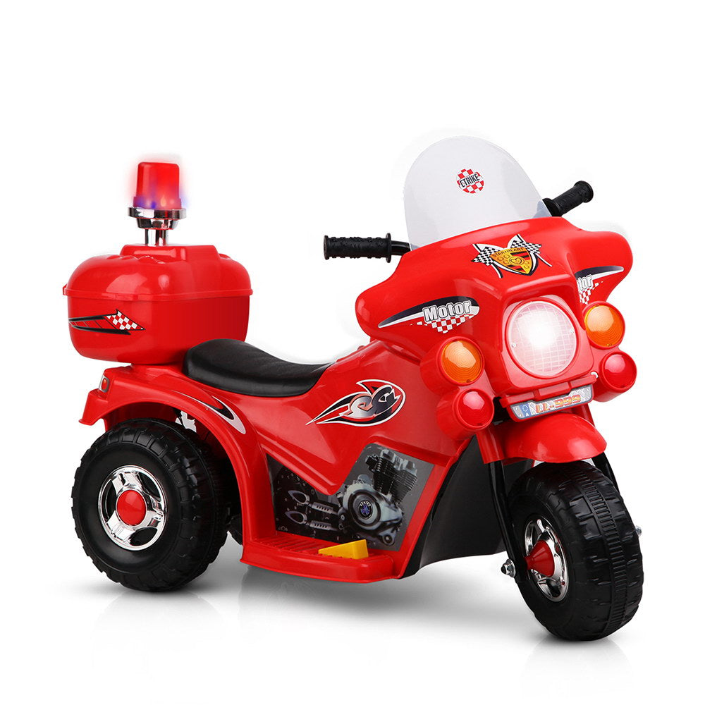 Rigo Kids Electric Ride On Police Motorcycle Motorbike 6V Battery Red - Cosy Abode