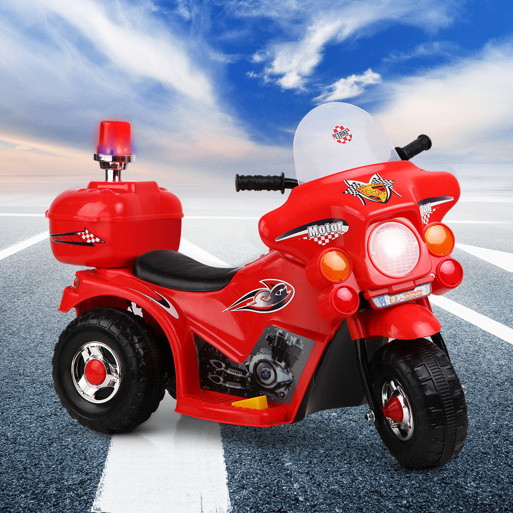 Rigo Kids Electric Ride On Police Motorcycle Motorbike 6V Battery Red - Cosy Abode