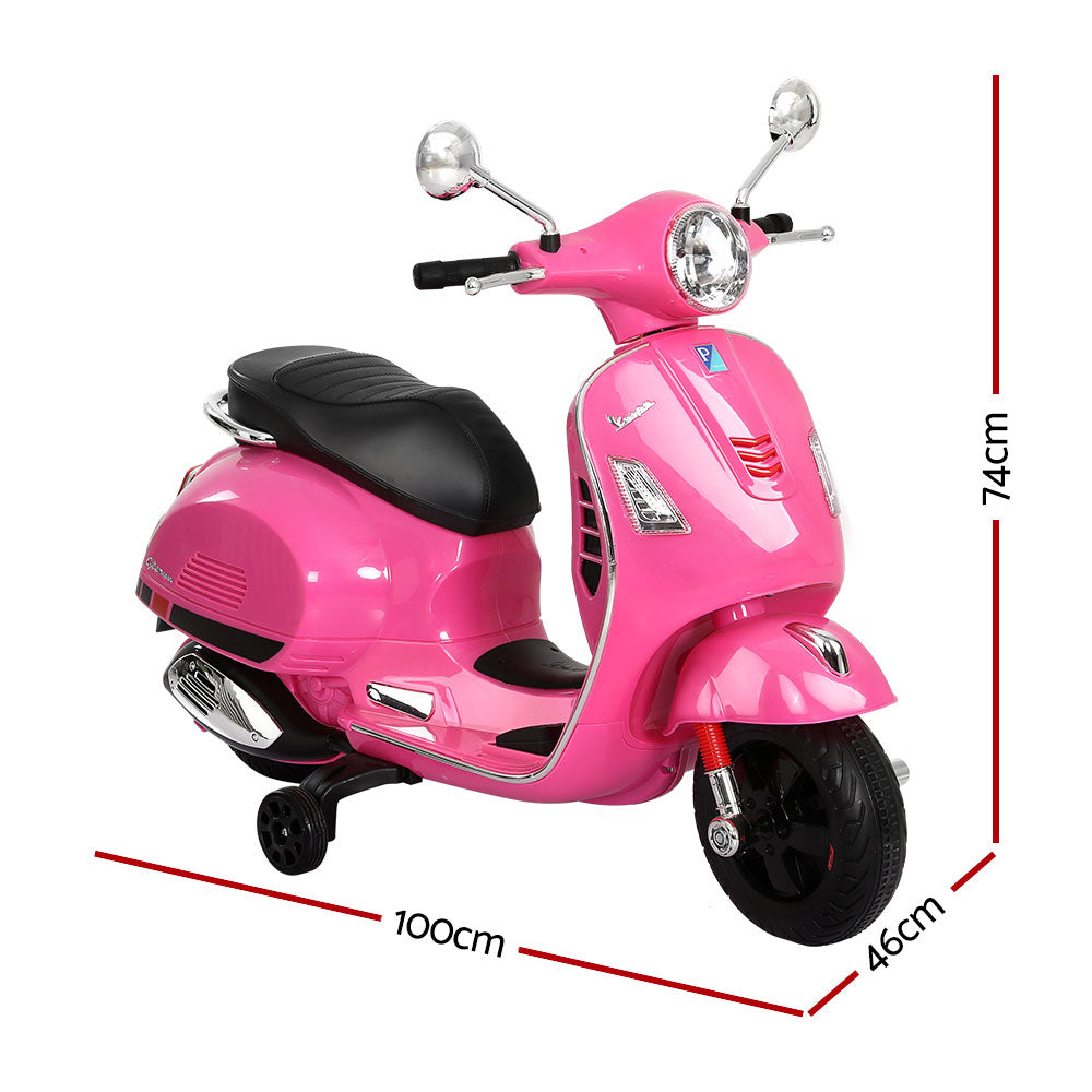 Kids Electric Ride On Motorcycle Vespa Licensed GTS Pink - Cosy Abode