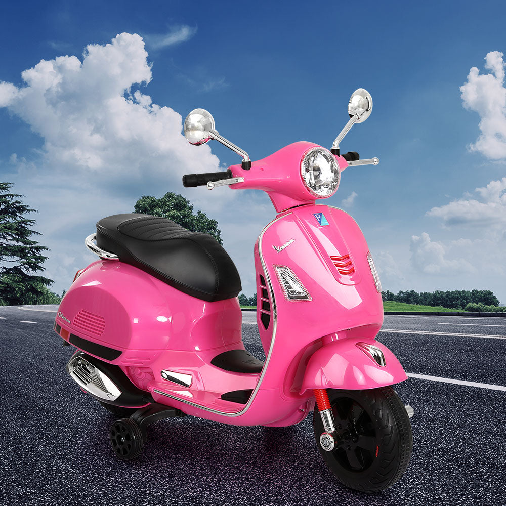 Kids Electric Ride On Motorcycle Vespa Licensed GTS Pink - Cosy Abode