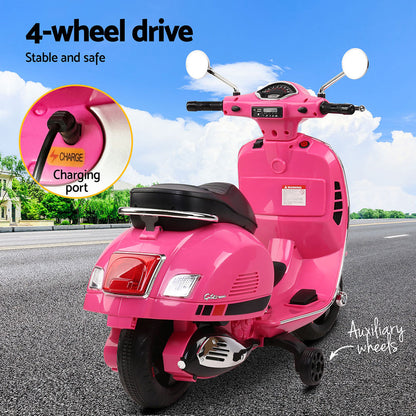 Kids Electric Ride On Motorcycle Vespa Licensed GTS Pink - Cosy Abode
